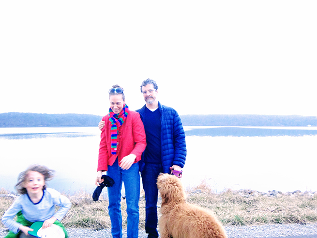 image family at lake goldendoodle