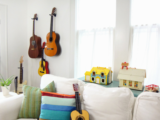 picture family room guitars and toys