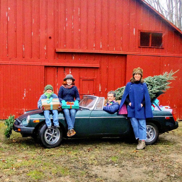 image picture family in an MG car